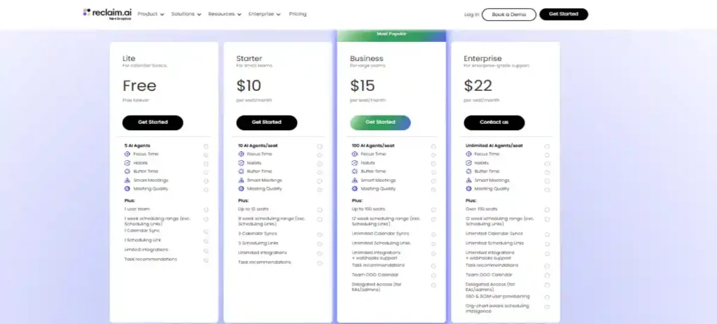 reclaim ai pricing