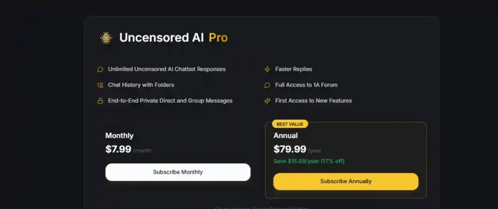 uncensored ai pricing