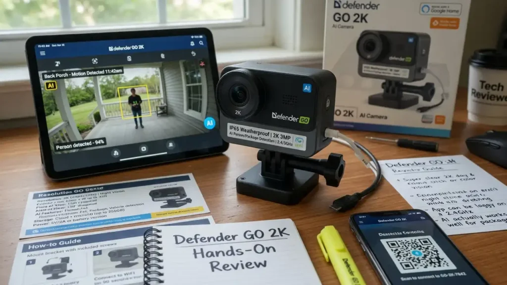 Defender GO 2K AI Powered WiFi IndoorOutdoor Home Camera Hands-On