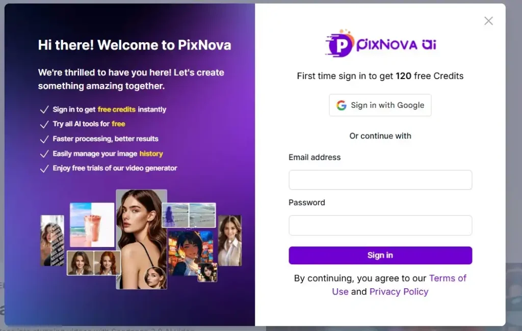 PixNova AI Face Swap Login