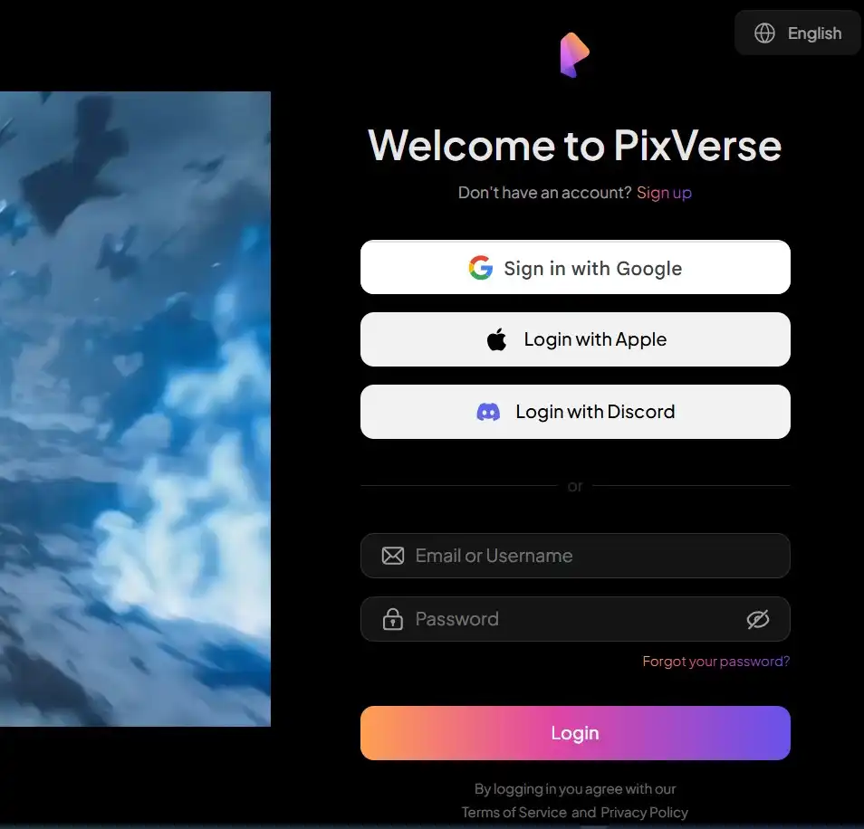 PixVerse AI Login
